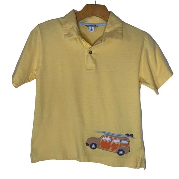 Hartstrings Boy's size 8 Panel wagon surfing yellow Cotton Polo Shirt top - Picture 8 of 11